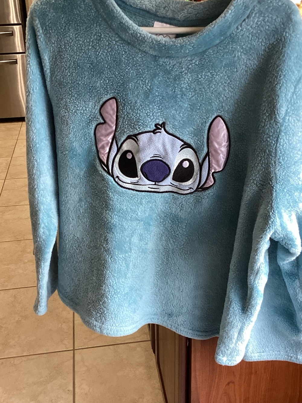 Disney Light Blue Stitch Plush Crewneck Sweater - Picture 1 of 3